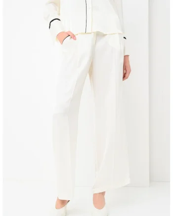 Pantaloni cu croiala ampla, Crem