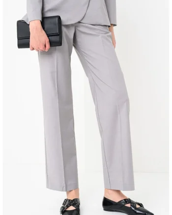 Pantaloni drepti cu talie inalta, Gri