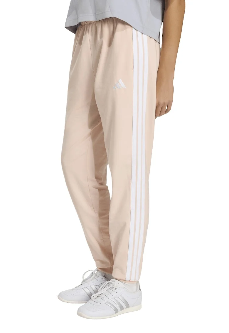 Pantaloni de trening cu buzunare laterale si snur, Alb/Piersica