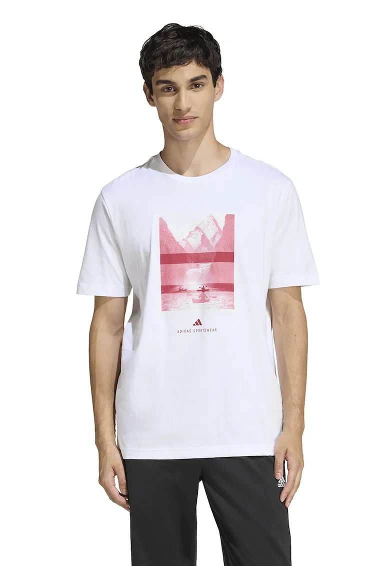 Tricou regular fit cu imprimeu grafic, Rosu/Alb