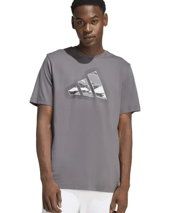 Tricou regular fit cu logo pe piept Camo, Alb/Negru/Gri inchis
