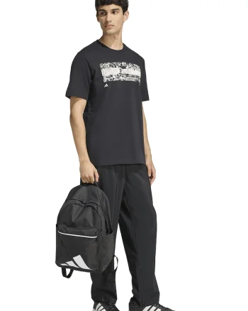 Tricou cu decolteu la baza gatului si imprimeu, Negru/Alb murdar