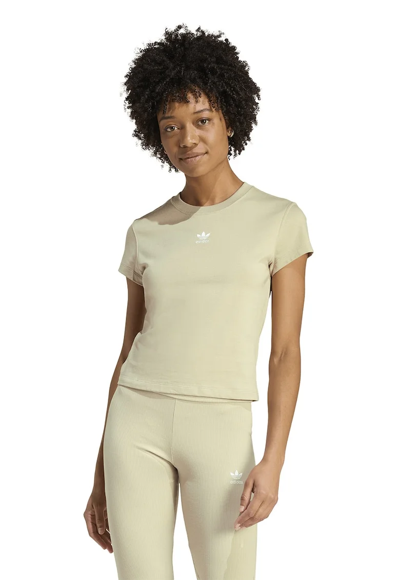 Tricou slim fit din bumbac Essentials, Kaki