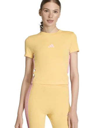 Tricou crop cu croiala slim-fit Essentials, Portocaliu pal/Roz