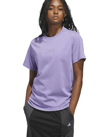 Tricou din bumbac cu logo Cursive, Violet deschis