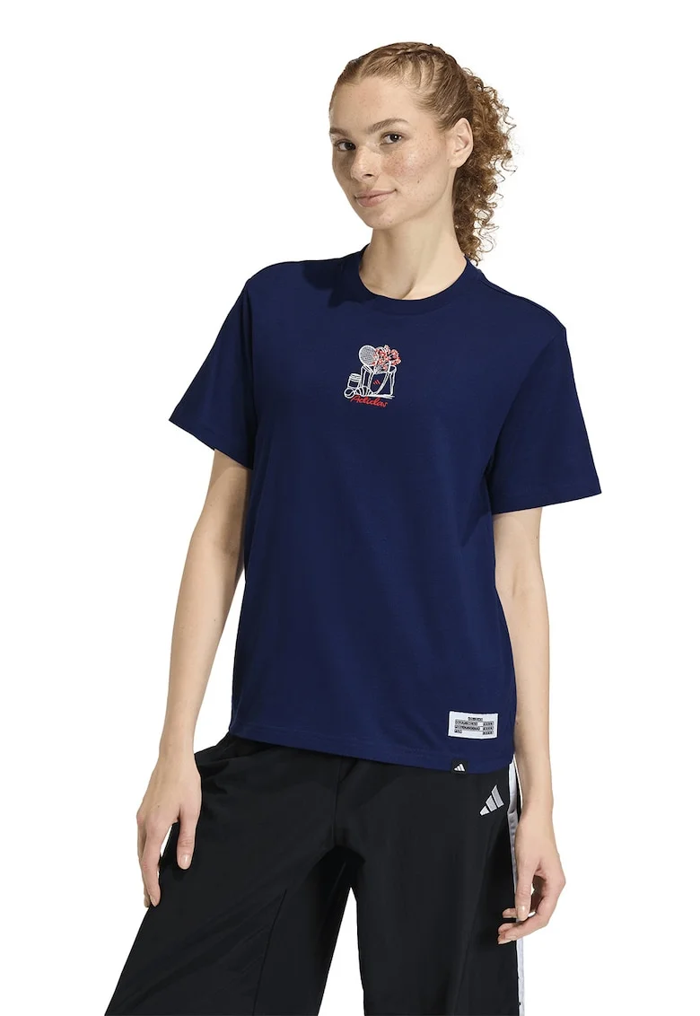 Tricou de bumbac cu detaliu frontal brodat Mini, Albastru inchis
