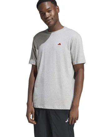 Tricou cu decolteu la baza gatului si logo Icon, Gri deschis melange