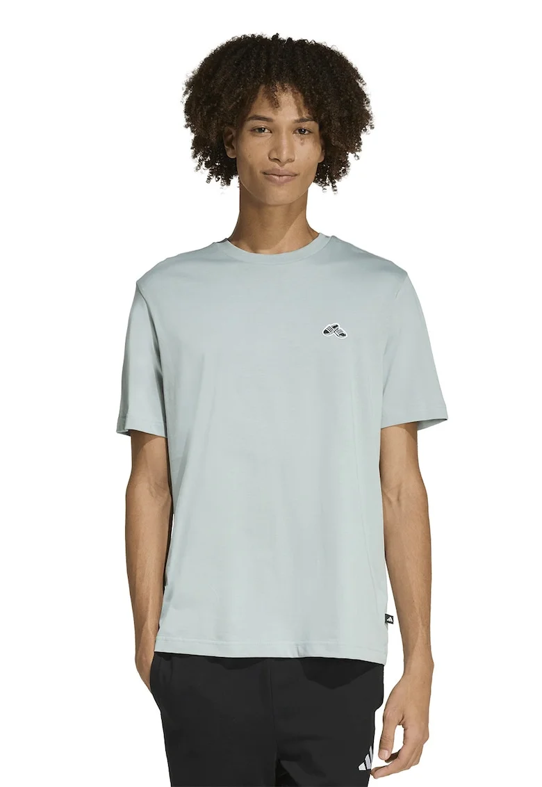 Tricou de bumbac cu detaliu grafic, Gri cenusiu