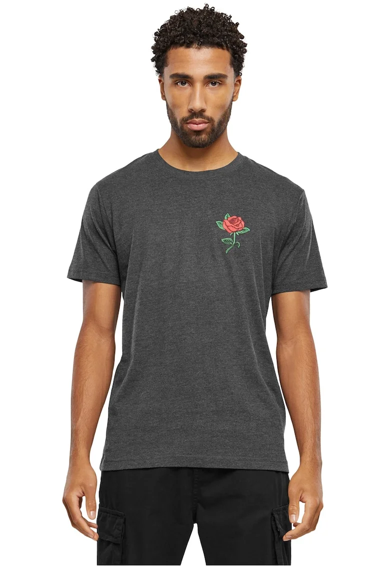 Tricou de bumbac cu imprimeu pe piept, Coral/Gri antracit
