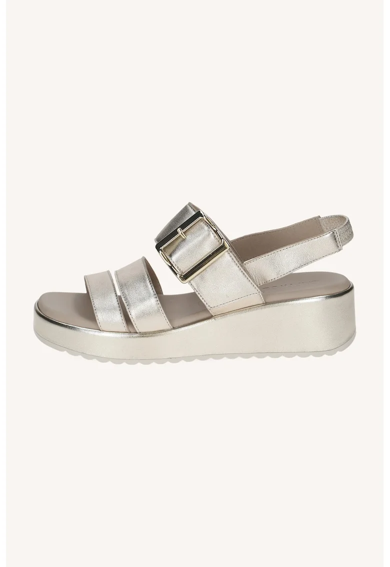 Sandale wedge din piele, Auriu