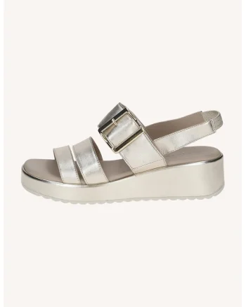 Sandale wedge din piele, Auriu