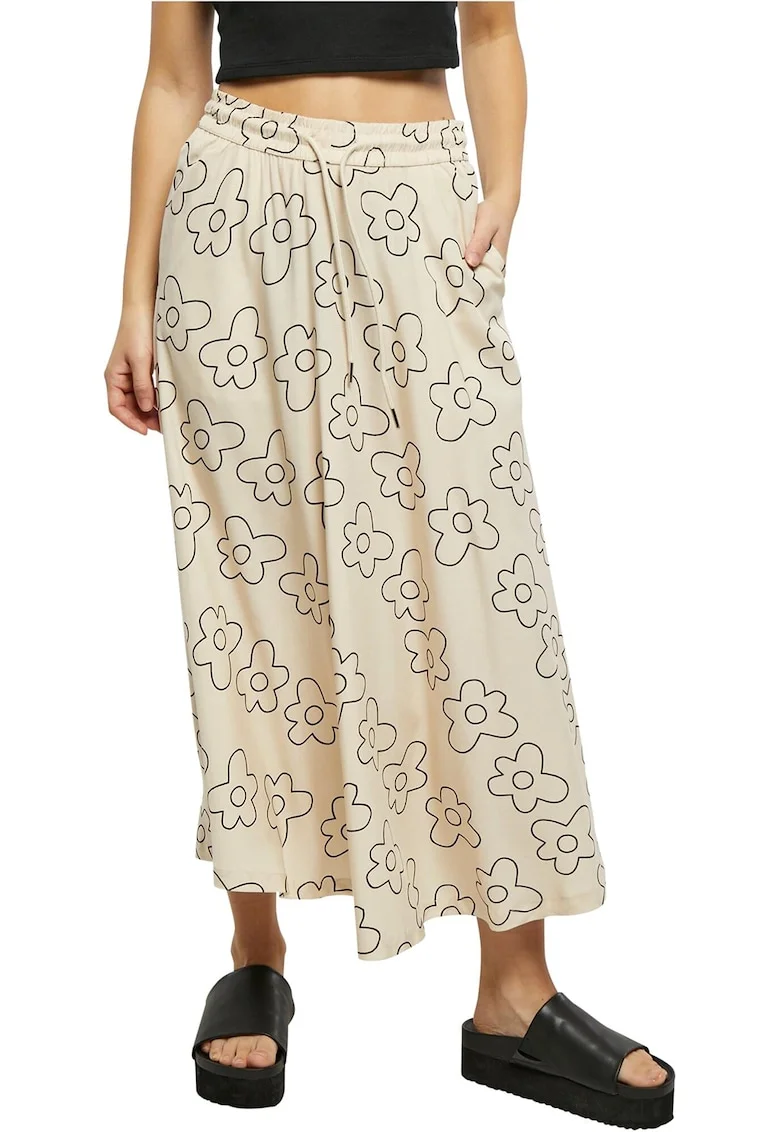 Fusta maxi cu snur, Negru/Galben murdar