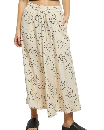 Fusta maxi cu snur, Negru/Galben murdar