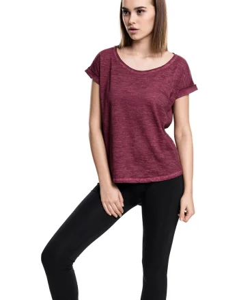 Tricou asimteric cu decolteu rotund si model uni, Violet pruna