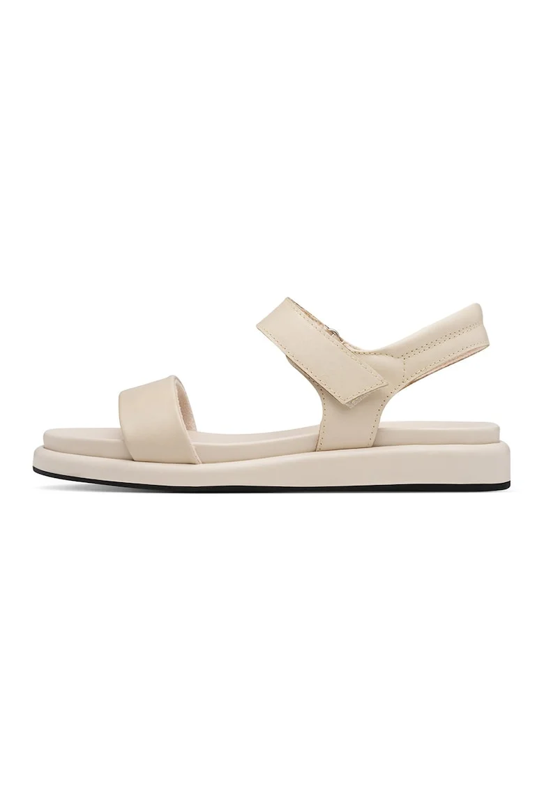 Sandale din piele cu velcro, Crem