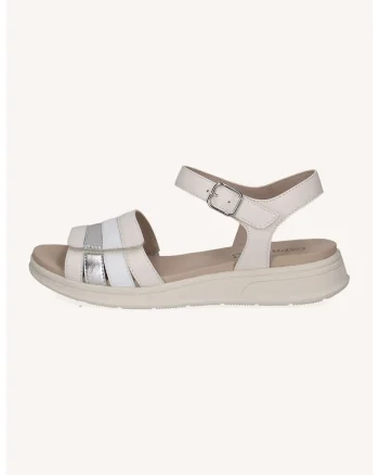 Sandale din piele cu design velcro, Auriu/Maro nisip/Bej deschis