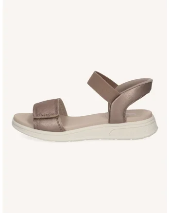 Sandale din piele cu velcro, Maro taupe/Alb murdar