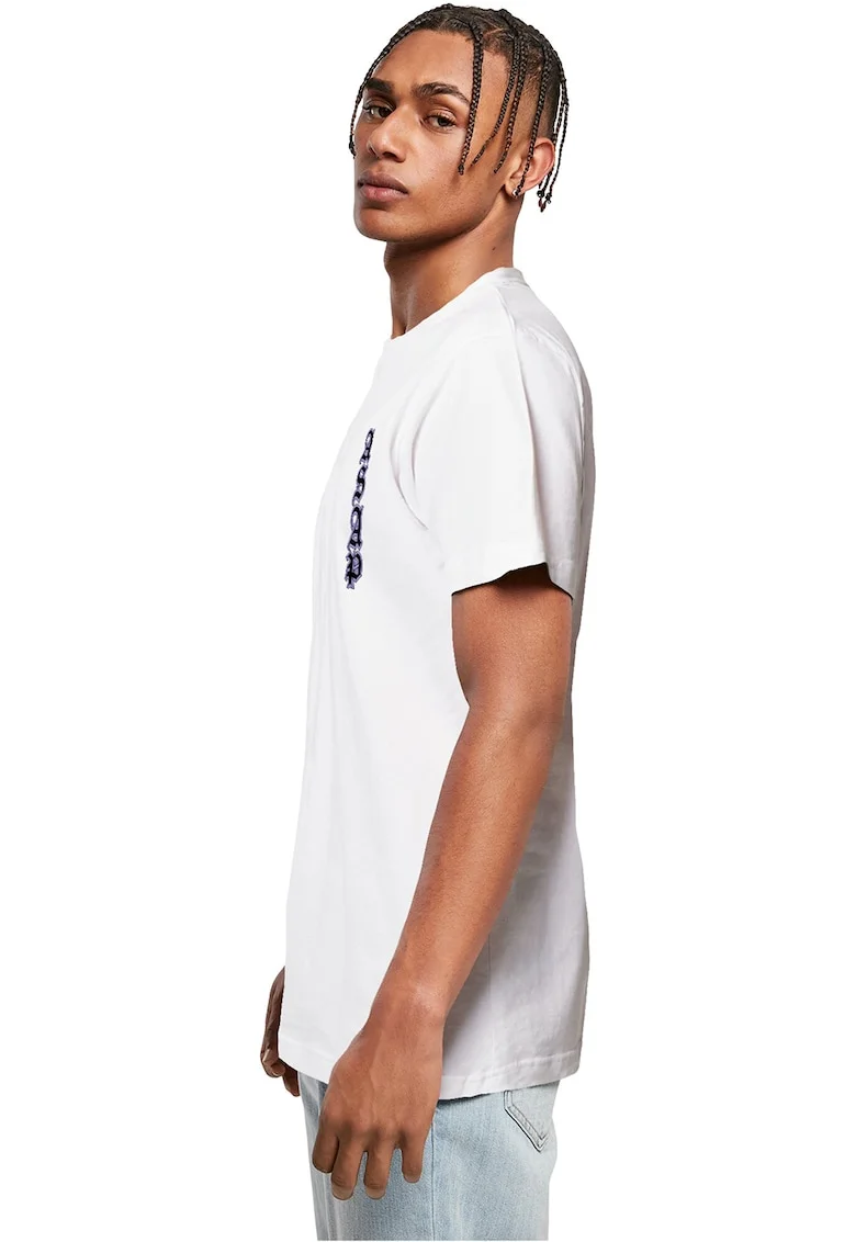 Tricou din bumbac cu detaliu text, Alb/Negru/Albastru lavanda