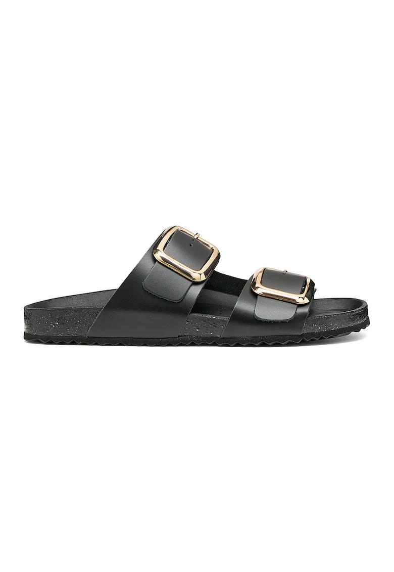 Papuci uni din piele, Negru