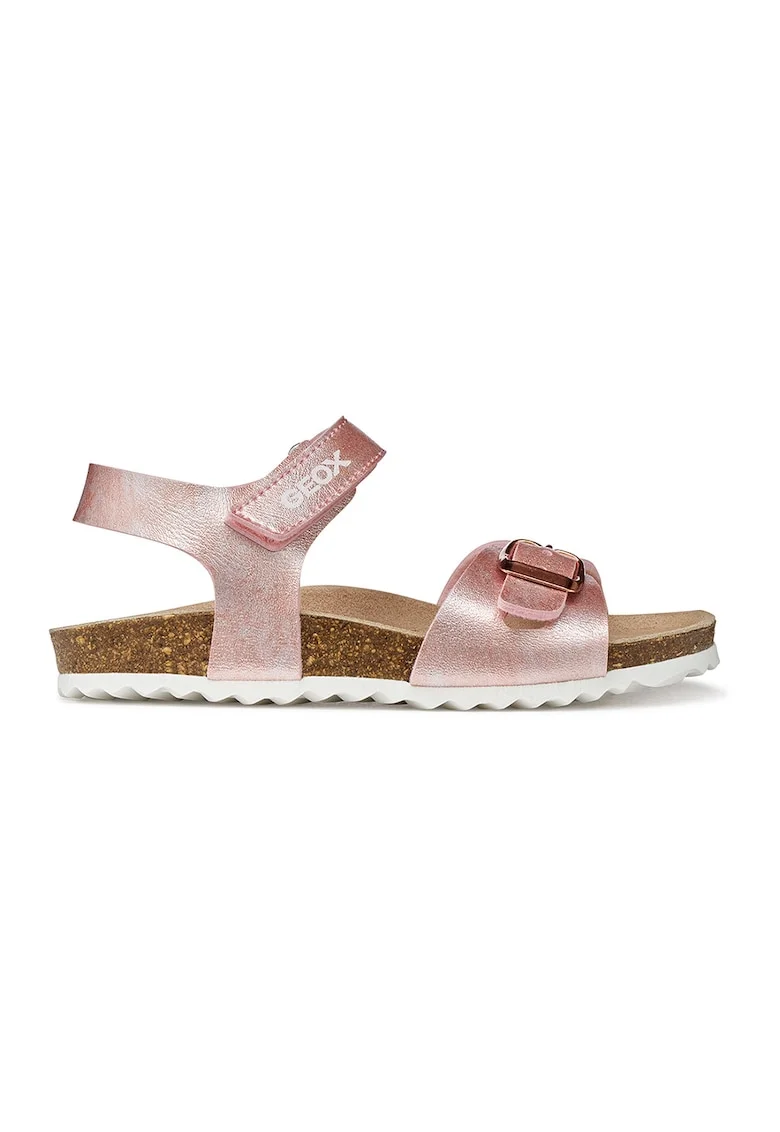 Sandale de piele ecologica cu velcro Adriel, Roz