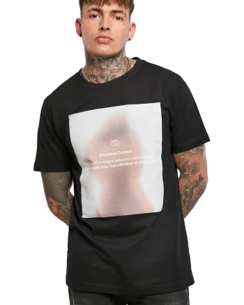 Tricou unisex cu imprimeu grafic, Alb/Negru/Bej
