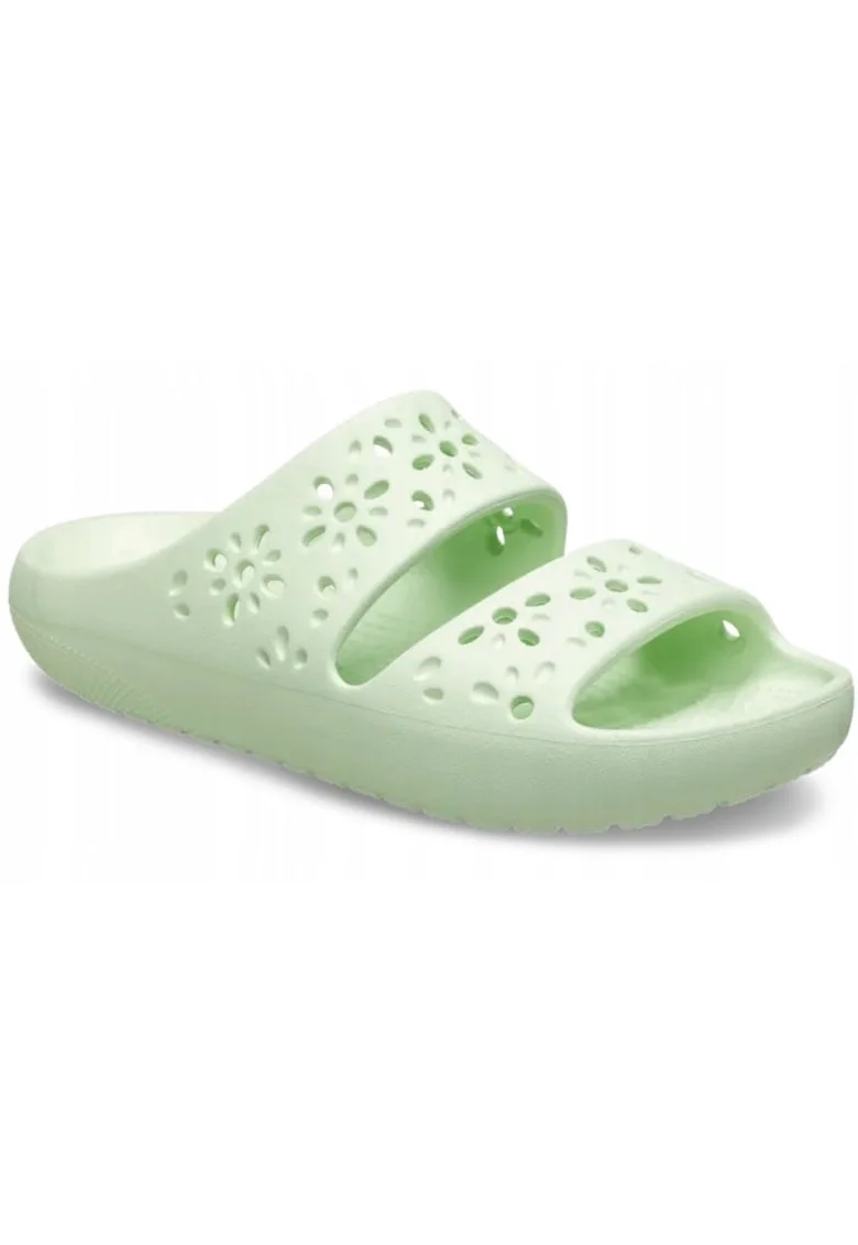 Papuci cu model floral Classic, Verde