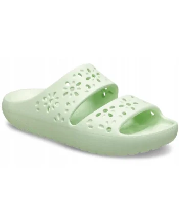 Papuci cu model floral Classic, Verde