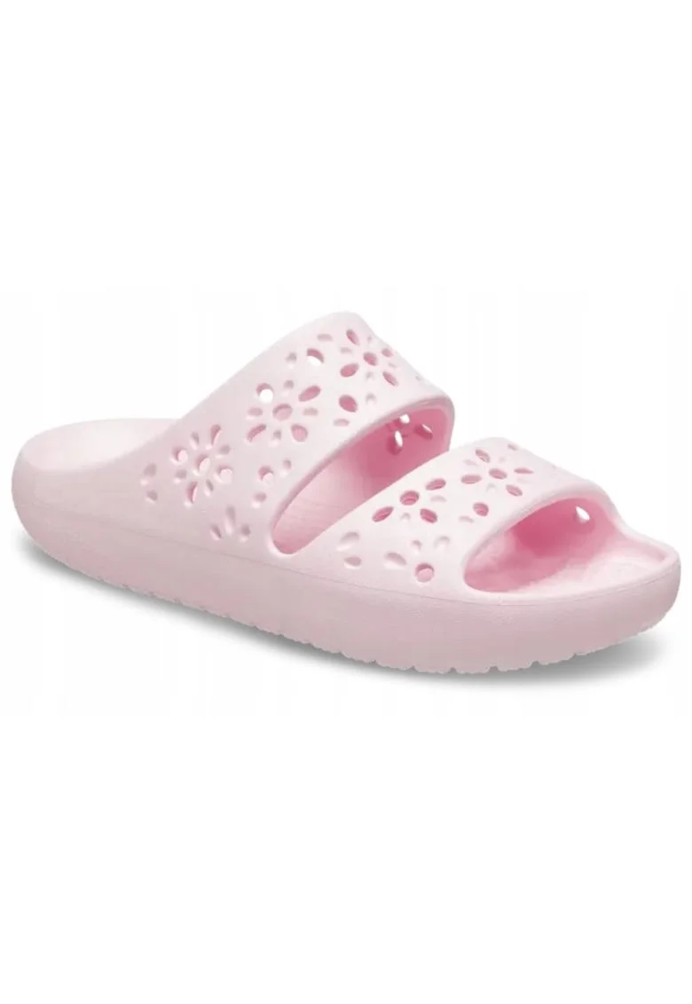 Papuci cu model floral Classic, Roz