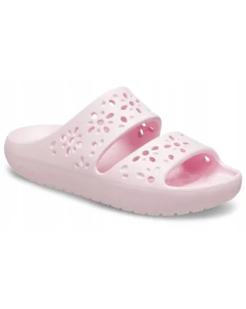 Papuci cu model floral Classic, Roz