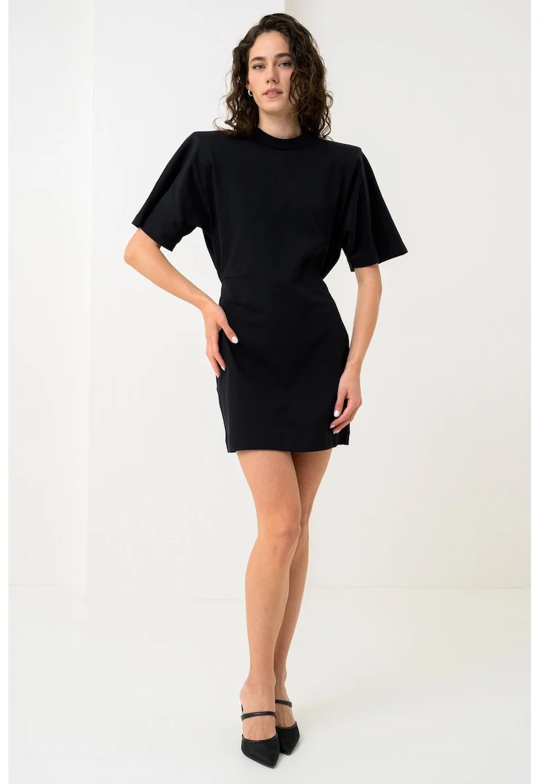 Rochie mini cu umeri intariti, Negru