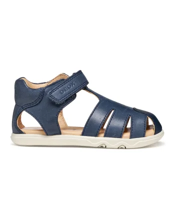 Sandale de piele cu velcro, Bleumarin