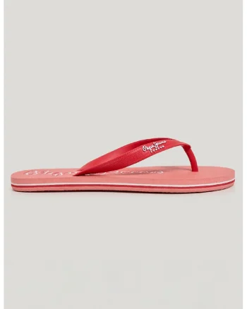 Papuci flip-flop cu imprimeu logo, Coral/Alb optic/Rosu vermillion