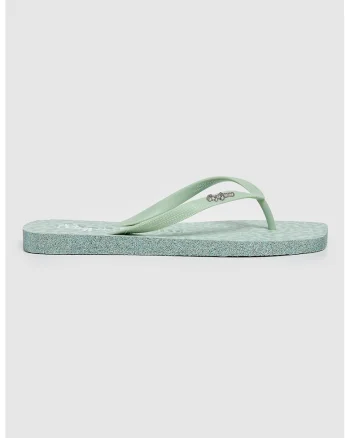 Papuci flip-flop cu logo metalic, Verde pal