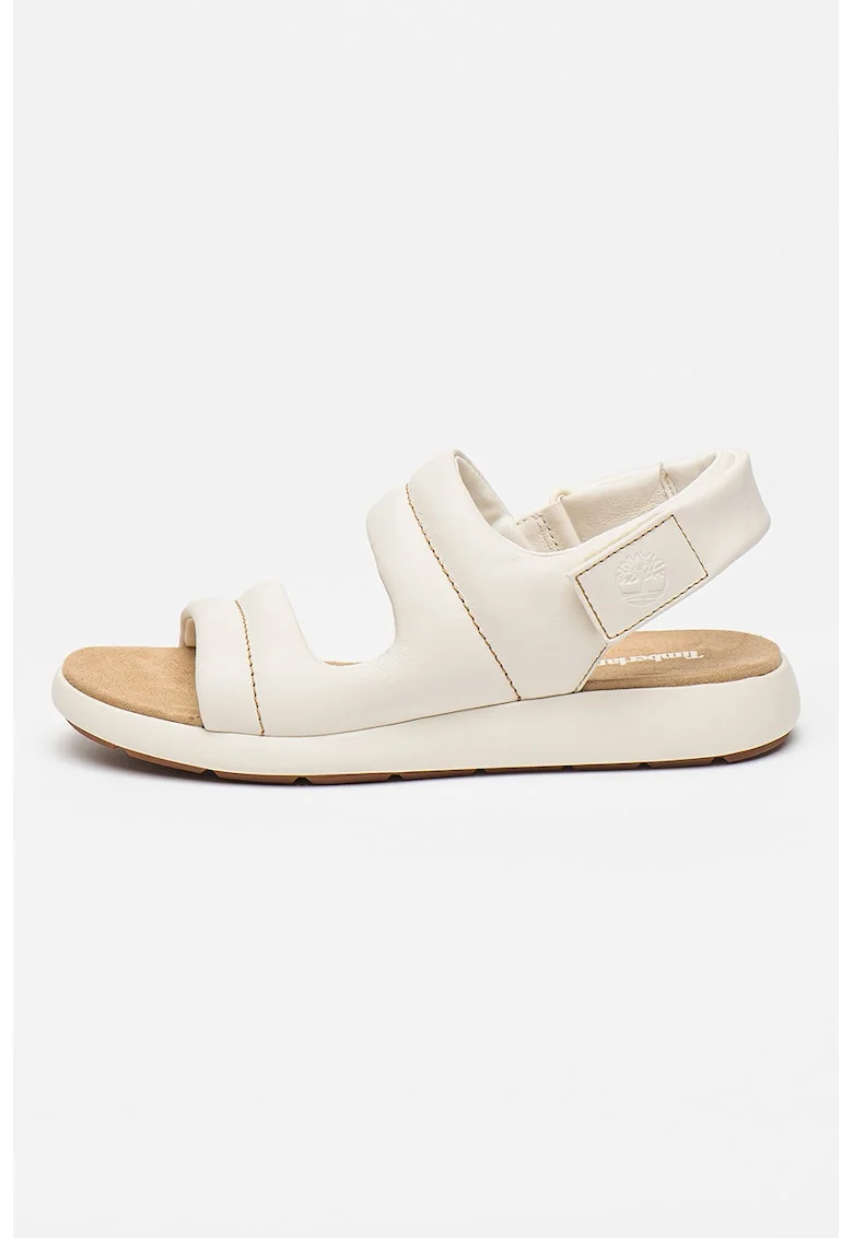 Sandale de piele cu velcro, Alb murdar