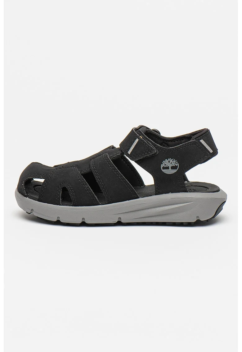 Sandale de piele intoarsa ecologica cu velcro Motion Dune, Negru