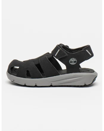 Sandale de piele intoarsa ecologica cu velcro Motion Dune, Negru