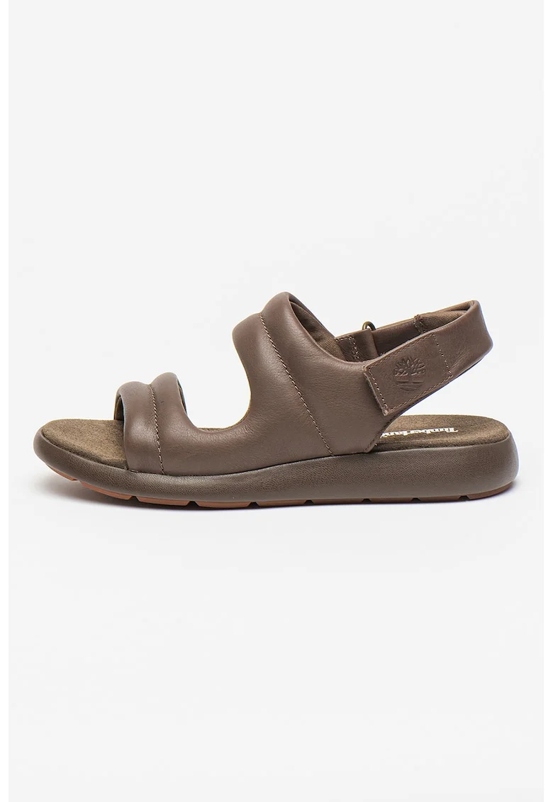 Sandale de piele cu velcro, Maro inchis