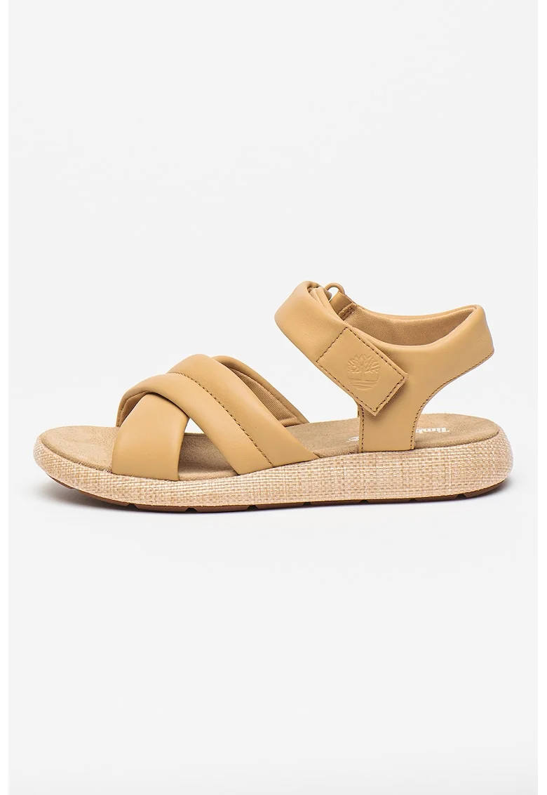 Sandale de piele cu velcro, Bej