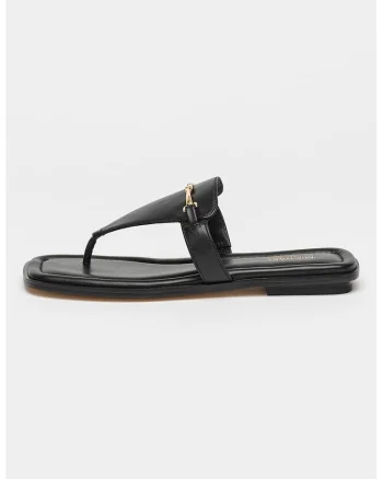 Papuci flip-flop de piele Lena, Negru