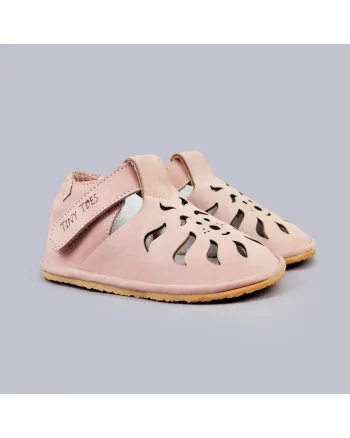 Sandale Barefoot din piele naturala, Varya, Roz, Roz pal