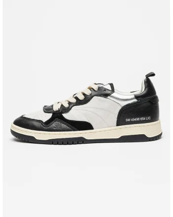 Pantofi sport din piele si piele intoarsa Easton, Negru/Gri cenusiu/Argintiu