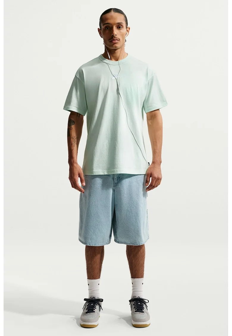Tricou relaxed fit cu broderie logo Premium Essentials, Verde pal