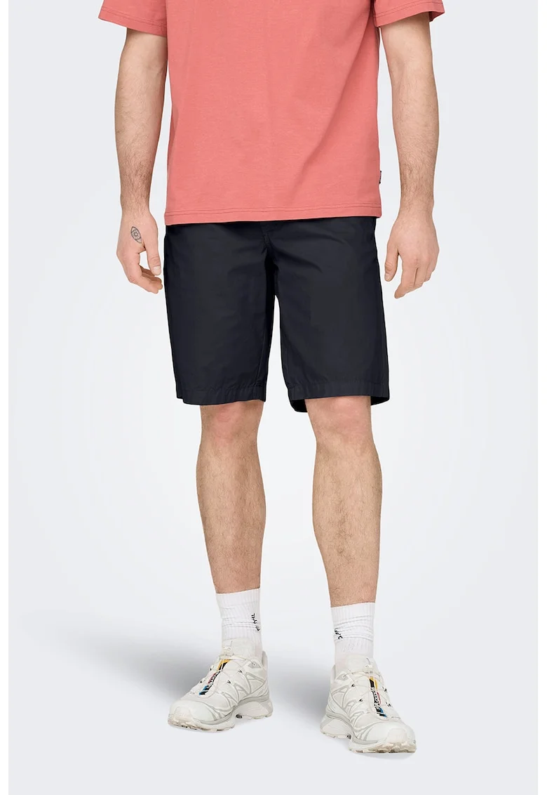 Pantaloni scurti din bumbac cu snur, Albastru ultramarin