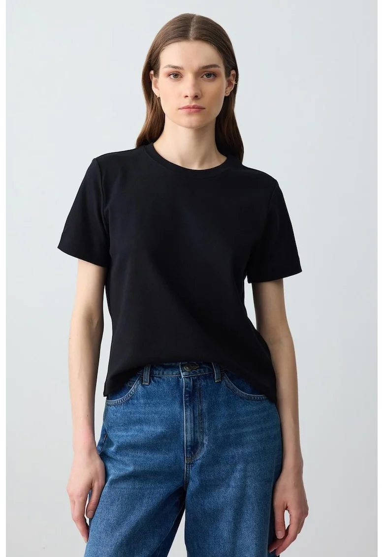 Tricou uni din bumbac, Negru