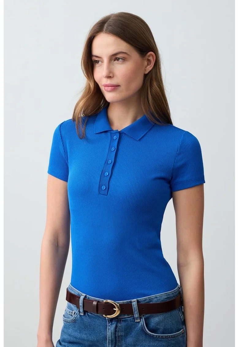 Tricou polo slim fit din amestec de modal, Albastru royal