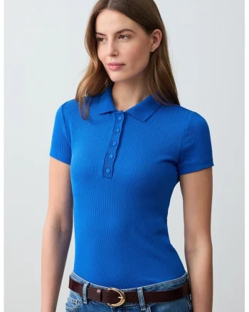 Tricou polo slim fit din amestec de modal, Albastru royal