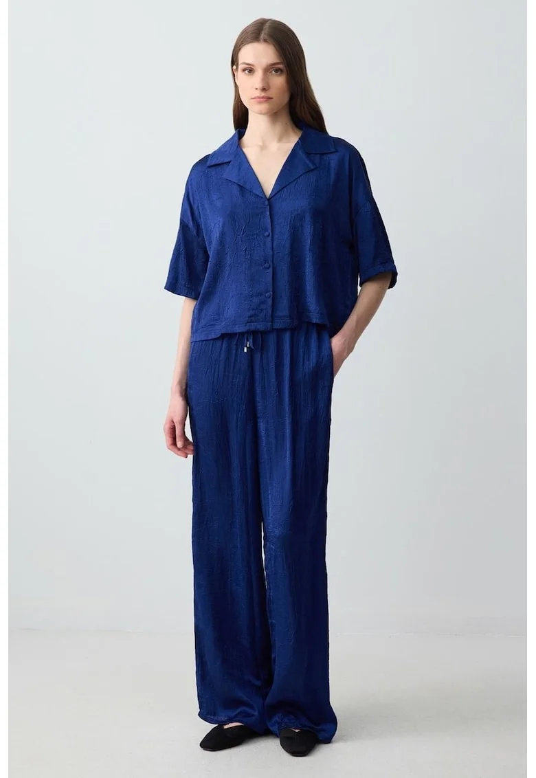 Pantaloni vaporosi cu talie inalta, Albastru royal