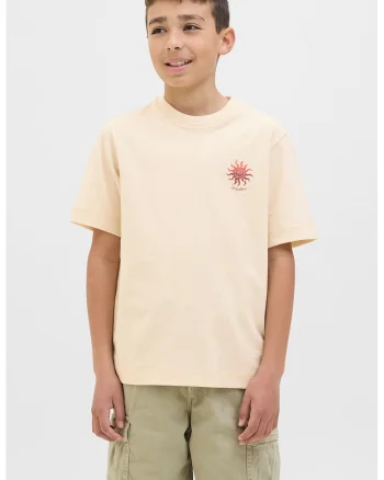 Tricou cu imprimeu si decolteu la baza gatului, Rosu stins/Crem