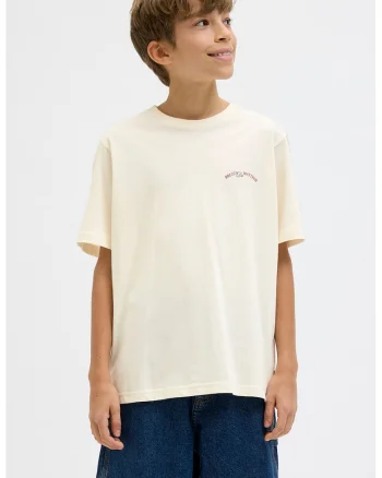 Tricou cu imprimeu si maneci cazute, Crem