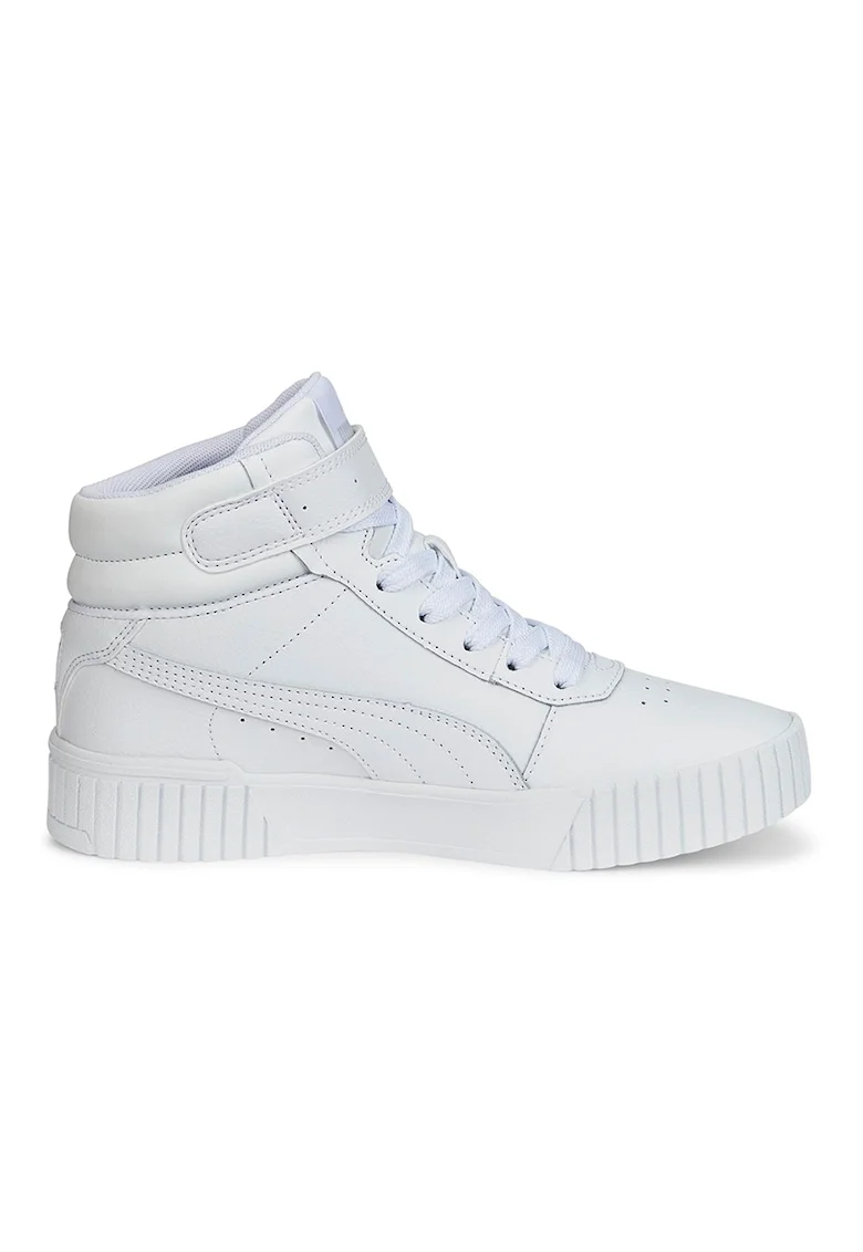 Pantofi sport mid-high de piele si piele ecologica Carina 2.0, Alb/Argintiu